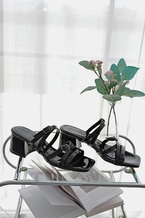 دمپائی مشکی زنانه پاشنه ضخیم Meral Özgenç - کد 933809959