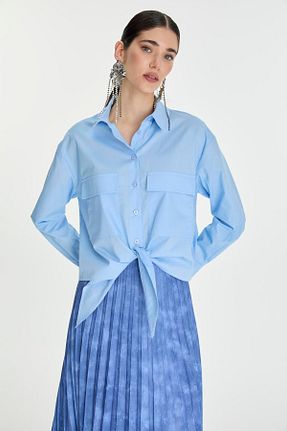 بلوز آبی زنانه ساده Zühre - کد 834175511