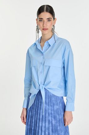 بلوز آبی زنانه ساده Zühre - کد 834175511
