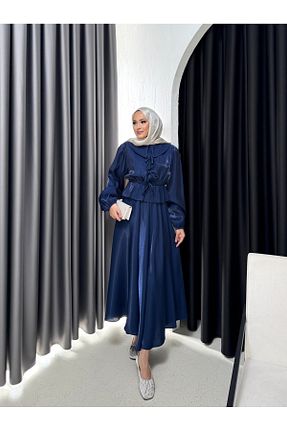 ست بالاتنه و پائین تنه حجاب سرمه ای زنانه Anvelop Melike Tatar - کد 933866811