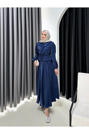 ست بالاتنه و پائین تنه حجاب سرمه ای زنانه Anvelop Melike Tatar - کد 933866811