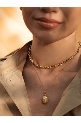 گردنبند نقره طلائی زنانه 925 عیار Linya Jewellery - کد 933898814