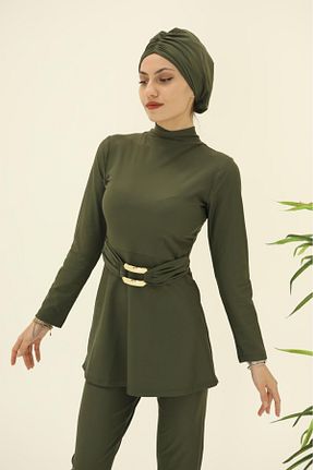 مایو حجاب خاکی زنانه ساده NS Tasarım Tesettür Mayo - کد 814625251
