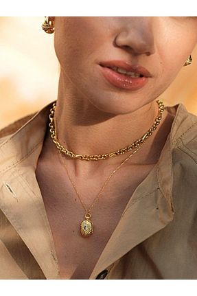 گردنبند نقره طلائی زنانه 925 عیار Linya Jewellery - کد 933898560