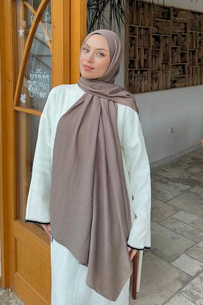شال قهوه ای زنانه پنبه ای lamelif - کد 933899969