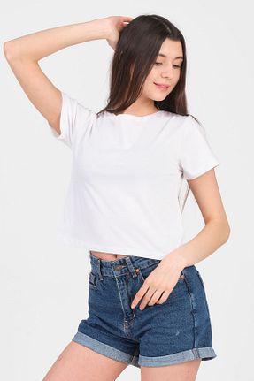 تیشرت سفید زنانه کروپ فیت As Collection - کد 104558534