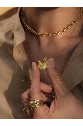 گردنبند نقره طلائی زنانه 925 عیار Linya Jewellery - کد 933897296