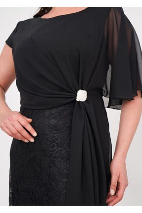 لباس مجلسی سایز بزرگ مشکی زنانه یقه دوچرخه Butik Nilyam - کد 899610088