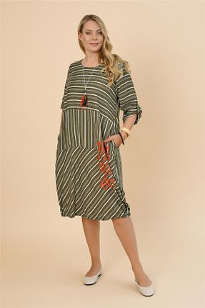 لباس سایز بزرگ خاکی زنانه Polyamid Zedd+ Plus - کد 933985518