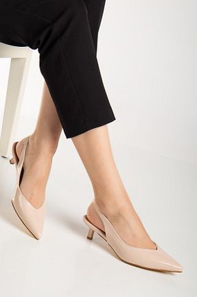 کفش پاشنه بلند کلاسیک بژ زنانه چرم مصنوعی SUİNS SHOES - کد 933984252