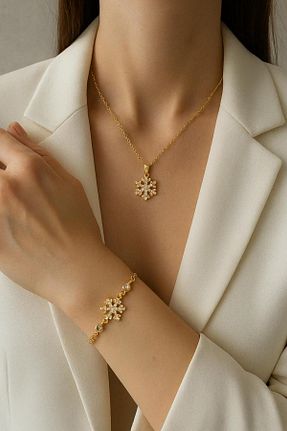 گردنبند جواهر زرد زنانه برنجی Arzu Butik - کد 934010150