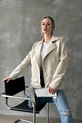 کت سفید زنانه اورسایز İLKCET MODA - کد 796210769
