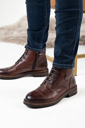 بوت / نیم بوت قهوه ای مردانه چرم خالص Deery - کد 77624677