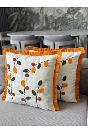 کوسن و روکش کوسن نارنجی کتان Skhome - کد 934038569
