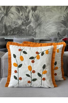 کوسن و روکش کوسن نارنجی کتان Skhome - کد 934038569