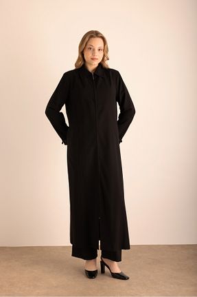 مانتو بلند مشکی زنانه مخلوط پلی استر Aker - کد 934081777