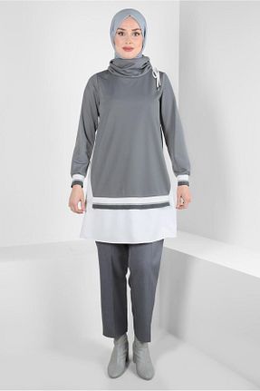 تونیک حجاب طوسی زنانه پلی استر Alvina - کد 790707865