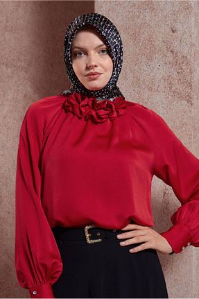 روسری قرمز پلی استر Alvina - کد 828283837