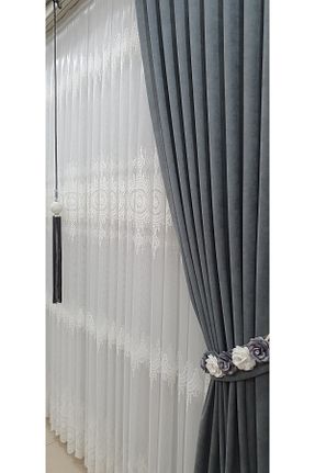 پرده توری سفید ریل دار Perde Pendik - کد 850542494