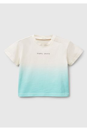 تیشرت فیروزه ای بچه گانه رگولار United Colors of Benetton - کد 934095965