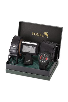 ست ساعت مچی مشکی مردانه فلزی polo air - کد 463890866