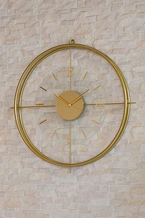 ساعت دیواری طلائی 55 x 55 MetaQuartz Aksesuar - کد 782617409
