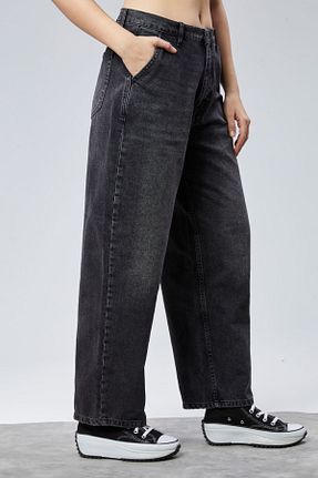 شلوار جین طوسی زنانه پاچه پهن CEDY DENIM - کد 878322660