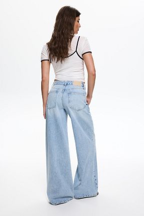 شلوار جین آبی زنانه پاچه گشاد Pull & Bear - کد 934171599
