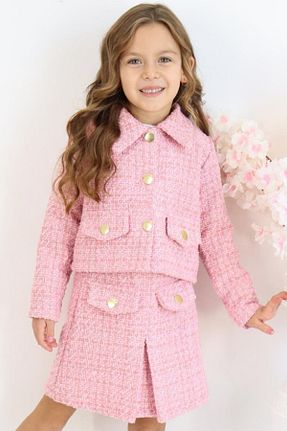 ست بالاتنه و پائین تنه صورتی بچه گانه بافتنی Parla Kids - کد 887074740