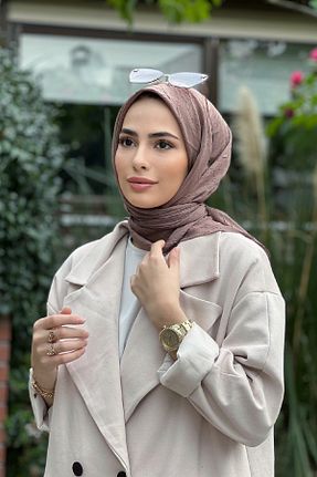 روسری زرشکی پلی استر Moda Mevsimi - کد 782532691