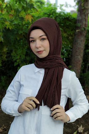 شال قهوه ای زنانه پنبه ای Moda Mevsimi - کد 185822817