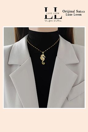 گردنبند استیل ( فولاد ) زرد زنانه استیل ضد زنگ Luxe Loom Zarafetin Işıltısı - کد 934191936