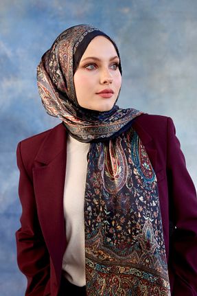 شال زرشکی زنانه ابریشم Moda Mevsimi - کد 882385785