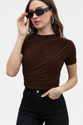 بلوز قهوه ای زنانه ساده VODENS - کد 934229271