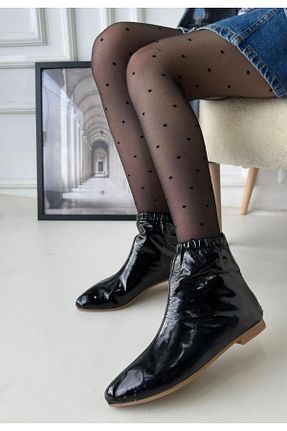 بوت / نیم بوت مشکی زنانه چرم لاکی Nil Shoes - کد 934201103