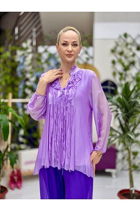 بلوز بنفش زنانه ساده Punta Otantik - کد 934205740