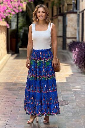 دامن آبی زنانه طرح دار Nevin Kaya Moda - کد 934229360