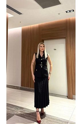 ست بالاتنه و پائین تنه مشکی زنانه پلی استر Genel Markalar - کد 934707077