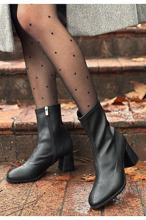 بوت / نیم بوت مشکی زنانه پاشنه ضخیم Nil Shoes - کد 934232666