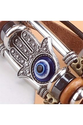 دستبند جواهر قهوه ای زنانه چرم Shehlaa - کد 878418613