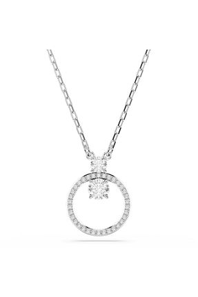 گردنبند جواهر سفید زنانه رودیوم Swarovski - کد 838697299