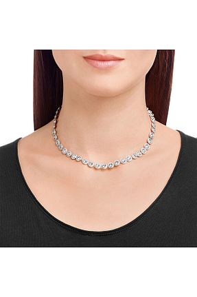 گردنبند جواهر سفید زنانه رودیوم Swarovski - کد 1983012