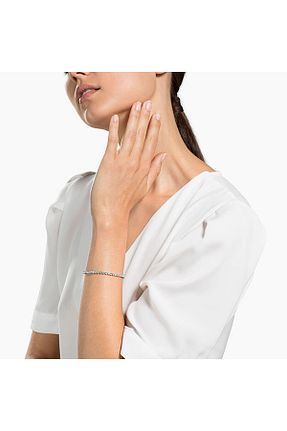 دستبند استیل (فولاد) سفید زنانه رودیوم Swarovski - کد 1984252