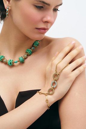 شاهمران جواهر فیروزه ای زنانه روکش طلا Mon Reve - کد 934284185
