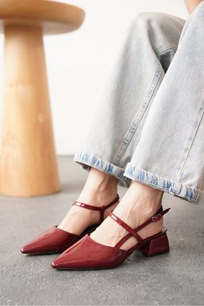کفش پاشنه بلند کلاسیک زرشکی زنانه چرم GOFFSHOES - کد 934290305
