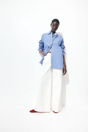 پیراهن آبی زنانه اورسایز H&M - کد 903627795