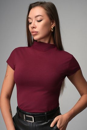 تیشرت زرشکی زنانه اسلیم فیت Happyfox - کد 930354136