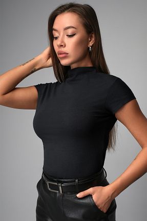 تیشرت مشکی زنانه اسلیم فیت Happyfox - کد 930354973