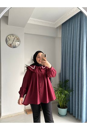 پیراهن حجاب زرشکی زنانه رگولار MODA EGE - کد 934346340
