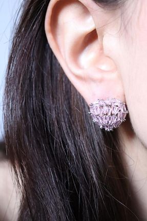 گوشواره استیل (فولاد) صورتی رودیوم mercanjewelry - کد 934359241